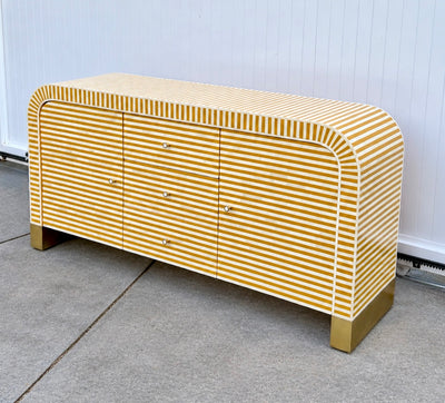 Bone Inlay Curved Sideboard - Almond Stripe
