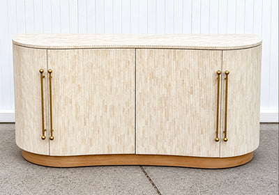 Bone Inlay 4-Door Fluted Curved Sideboard
