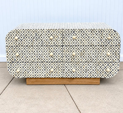 Bone Inlay Chest of 6 Drawers - Navy Moroccan