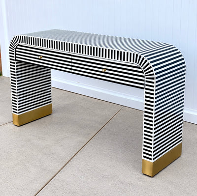 Bone Inlay 2 Drawers Console - Black Stripe
