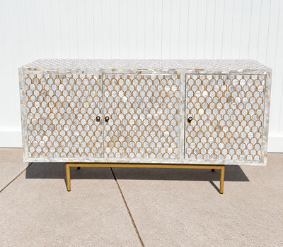 Mother Of Pearl 3 Door Sideboard - Scallop Pattern