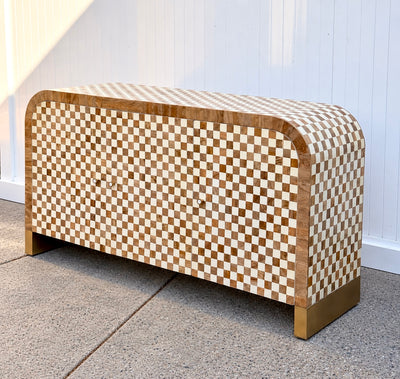 Wood Inlay 3-Door Checkered Sidebo