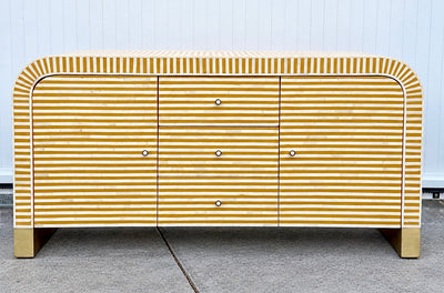 Bone Inlay Curved Sideboard - Almond Stripe