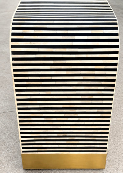 Bone Inlay 6 Drawers Curved Chest - Black Stripe