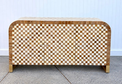 Wood Inlay 3-Door Checkered Sidebo