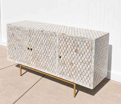 Mother Of Pearl 3 Door Sideboard - Scallop Pattern