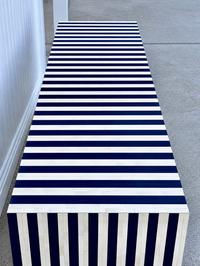 Bone Inlay 4-Door Sideboard - Navy Stripe