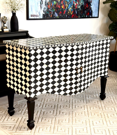 Bone Inlay French Chest - Diamond Checkered Pattern