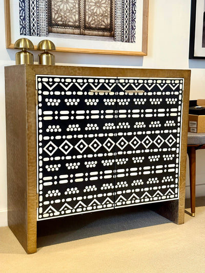 Bone Inlay 2 Door Cabinet - Boho Pattern