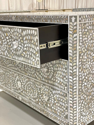 Mother of Pearl Chest of 3 Drawers - Grey Floral