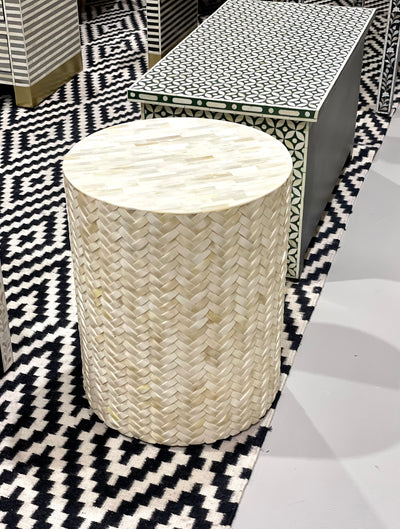 Bone Inlay Crossweave Side Table