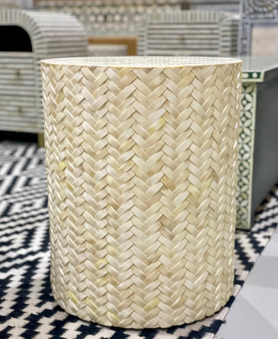 Bone Inlay Crossweave Side Table