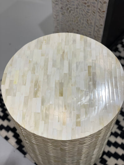 Bone Inlay Crossweave Side Table