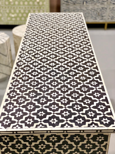 Bone Inlay Chest of 7 Drawers - Black Moroccan