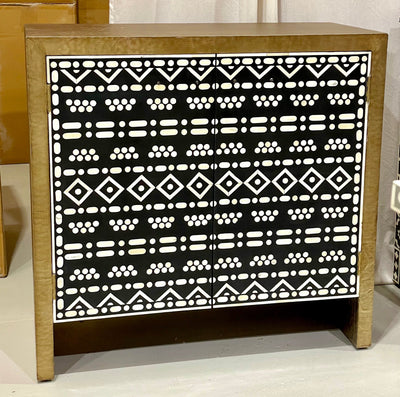 Bone Inlay 2 Door Cabinet - Boho Pattern