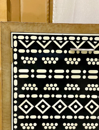 Bone Inlay 2 Door Cabinet - Boho Pattern