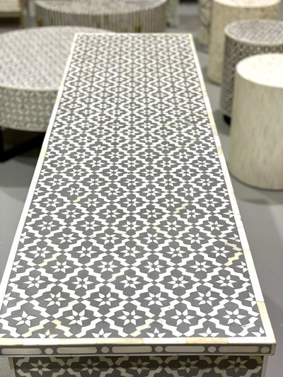 Bone Inlay 3 Drawer Console Table - Grey Moroccan