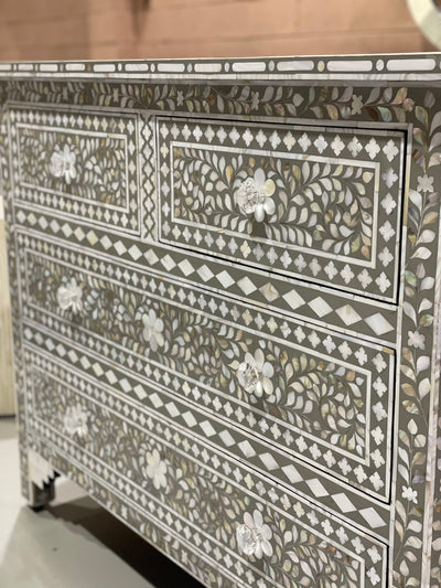 Mother of Pearl 4 Chest of Drawers- Grey Floral