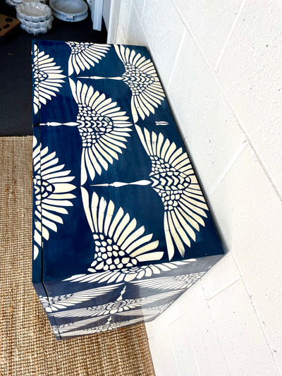 Bone Inlay 2 Door Cabinet - Navy Swan