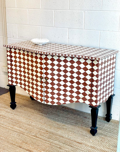 Bone Inlay French Chest - Diamond Checkered Pattern