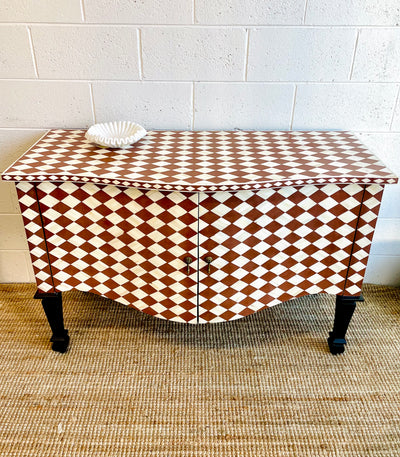 Bone Inlay French Chest - Diamond Checkered Pattern