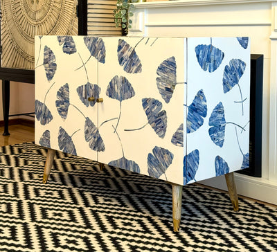 Bone Inlay 2 Door Cabinet - Dyed Blue Floral
