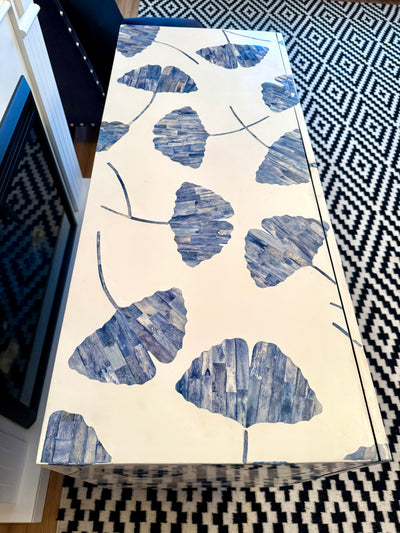 Bone Inlay 2 Door Cabinet - Dyed Blue Floral