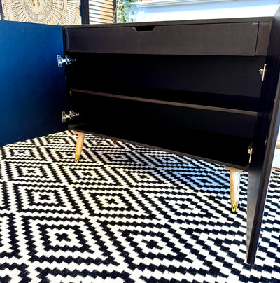 Bone Inlay 2 Door Cabinet - Dyed Blue Floral