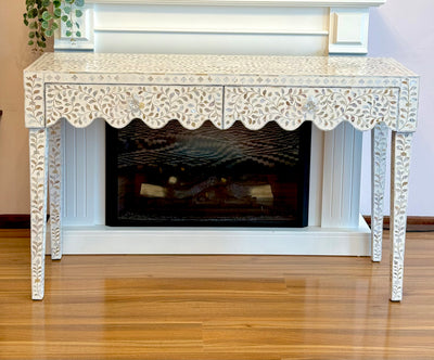 Mother of Pearl 2 Drawer Console - White Floral