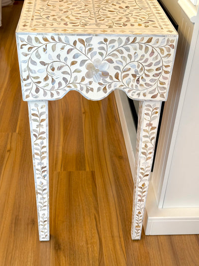 Mother of Pearl 2 Drawer Console - White Floral