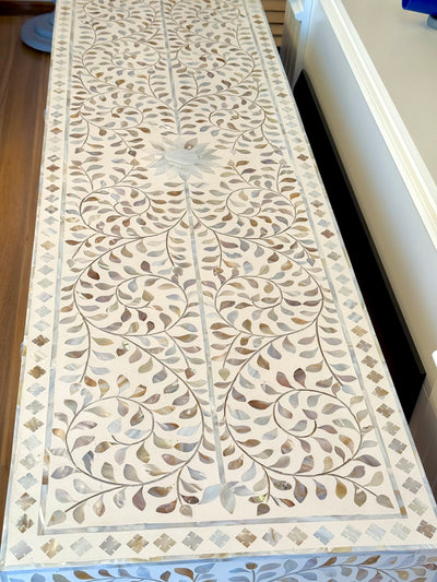 Mother of Pearl 2 Drawer Console - White Floral