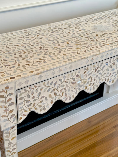 Mother of Pearl 2 Drawer Console - White Floral