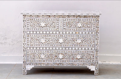 Mother of Pearl 4 Chest of Drawers- Grey Floral