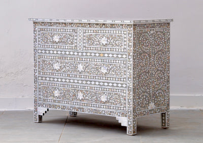 Mother of Pearl 4 Chest of Drawers- Grey Floral