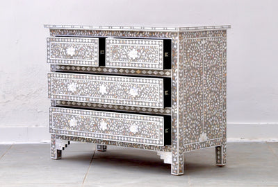 Mother of Pearl 4 Chest of Drawers- Grey Floral