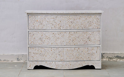 Mother Of Pearl French Style Chest - White Floral