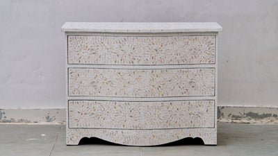 Mother Of Pearl French Style Chest - White Floral