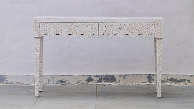 Mother of Pearl 2 Drawer Console - White Floral
