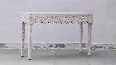 Mother of Pearl 2 Drawer Console - White Floral