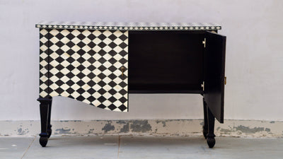 Bone Inlay French Chest - Diamond Checkered Pattern