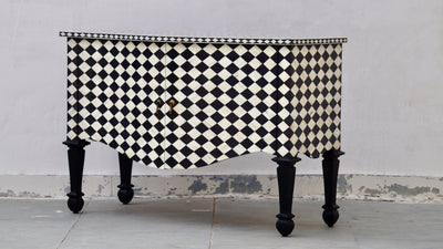 Bone Inlay French Chest - Diamond Checkered Pattern