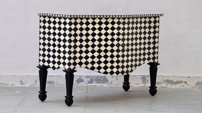 Bone Inlay French Chest - Diamond Checkered Pattern