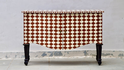 Bone Inlay French Chest - Diamond Checkered Pattern