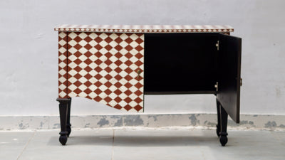 Bone Inlay French Chest - Diamond Checkered Pattern