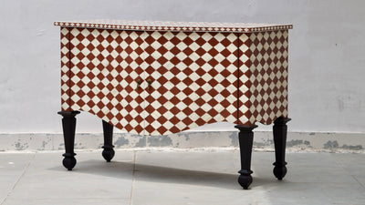 Bone Inlay French Chest - Diamond Checkered Pattern