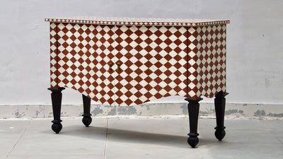 Bone Inlay French Chest - Diamond Checkered Pattern