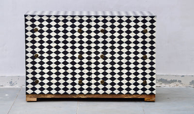 Bone Inlay 6 Drawers Chest - Diamond Checker Pattern