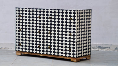 Bone Inlay 6 Drawers Chest - Diamond Checker Pattern