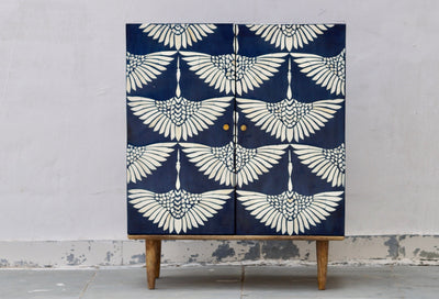 Bone Inlay 2 Door Cabinet - Navy Swan
