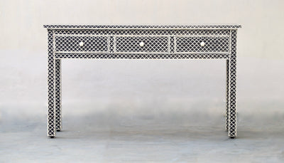 Bone Inlay 3 Drawer Console - Black Scallop
